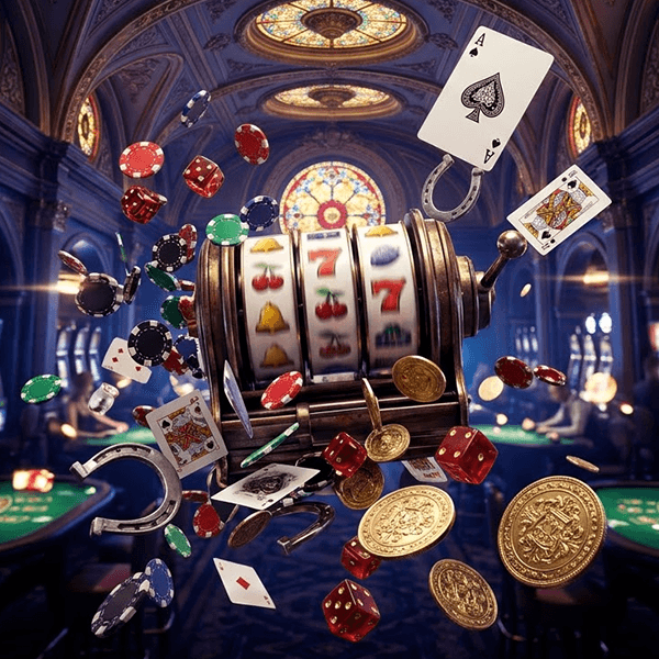 Premium online casino gaming interface with slots and live tables